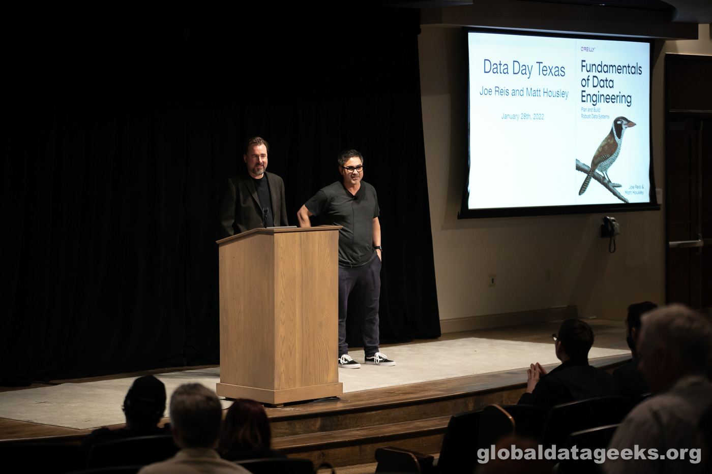 Joe Reis and Matt Housley kicking off the first Data Town Hall, Data Day Texas 2023